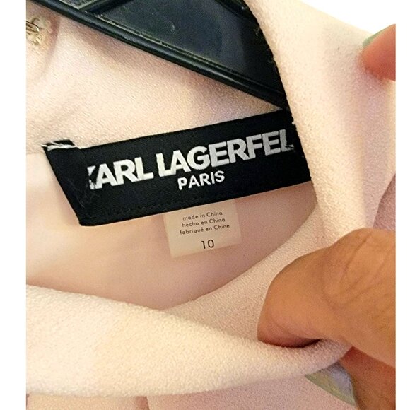 Karl Lagerfeld Soft Pink Sleeveless Keyhole Sheath - Picture 6 of 7